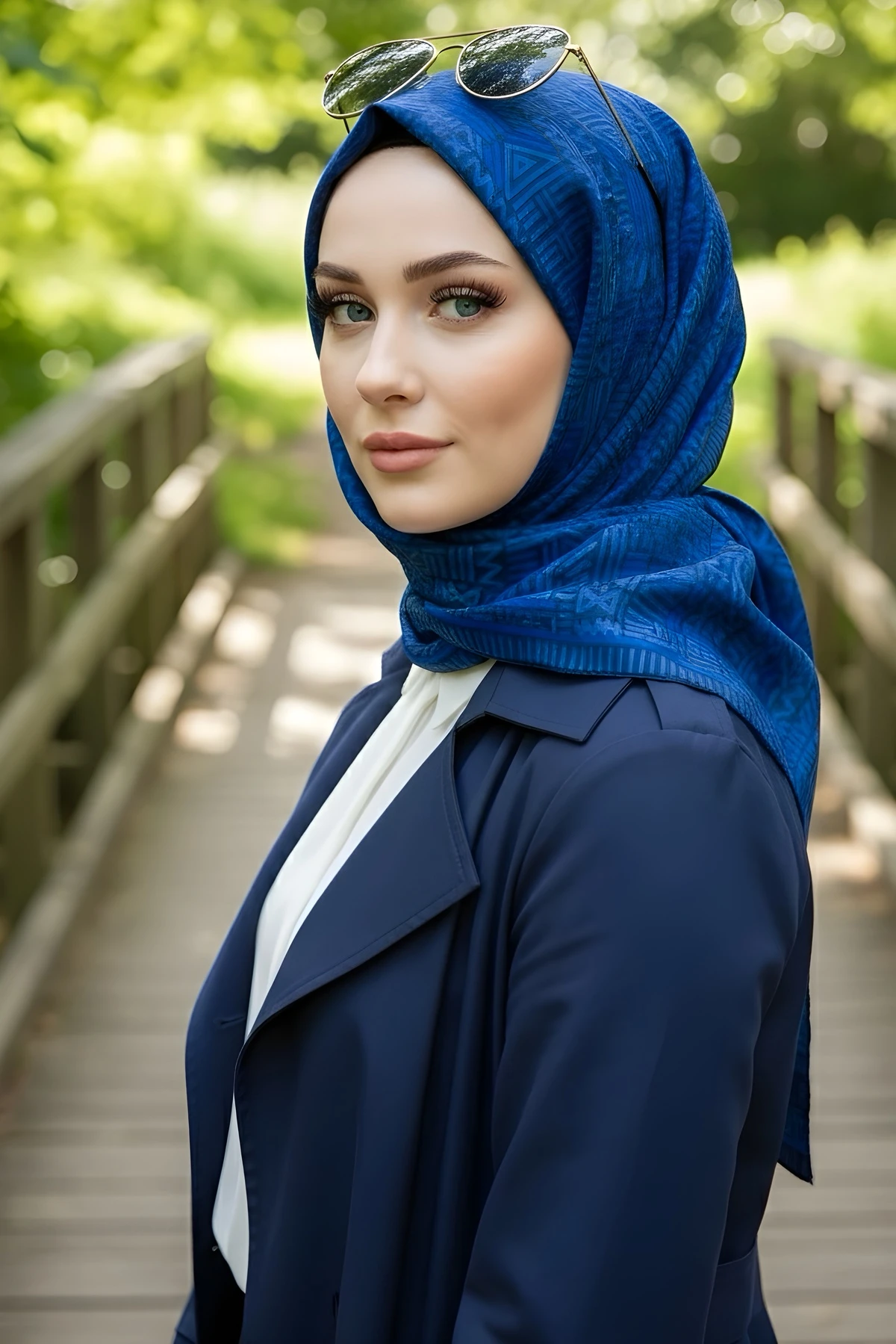 İndigo Silk Home Soft Dijital Pamuklu Eşarp