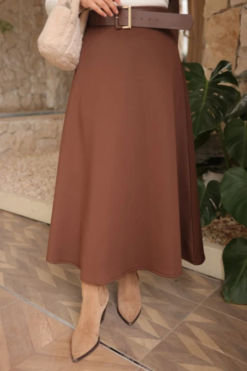 Kahverengi Bel Lastikli Scuba Puf Etek