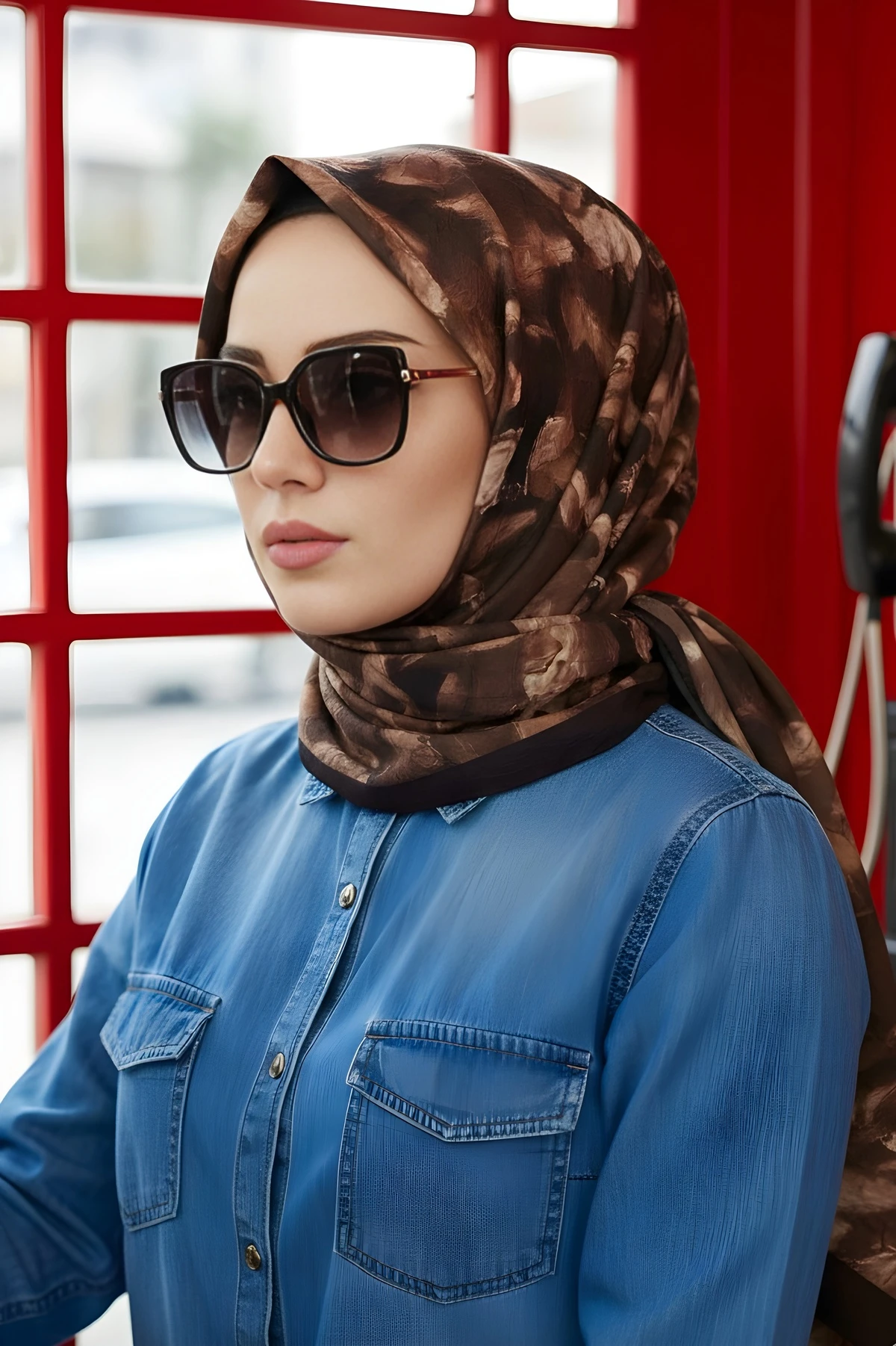 Kahverengi İpekhan Desenli Kraş Şal