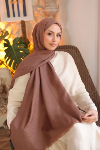Kahverengi İpekhan Pamuk Jakarlı Şal