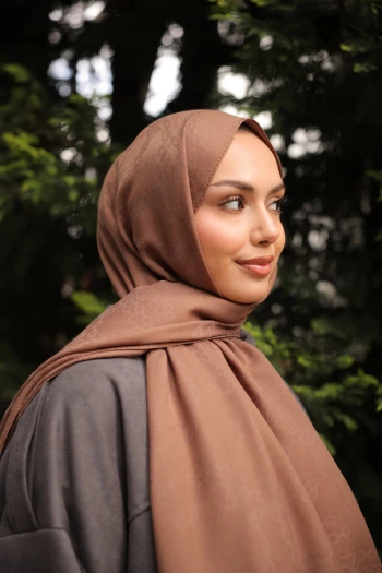 Kahverengi İpekhan Pamuk Jakarlı Şal