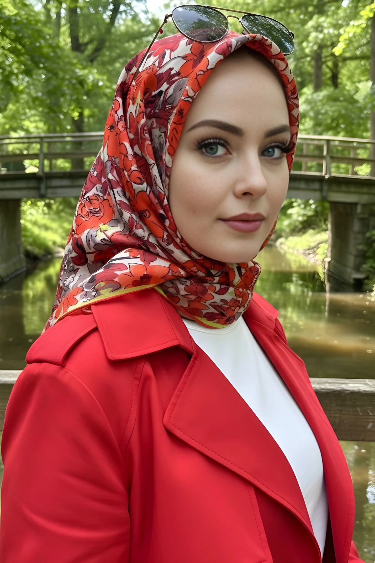 Kırmızı Silk Home Soft Dijital Pamuklu Eşarp