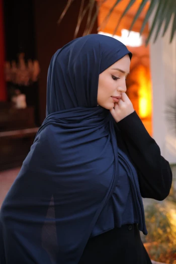 Koyu Lacivert Cazz Scarf Penye Şal