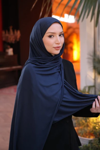 Koyu Lacivert Cazz Scarf Penye Şal