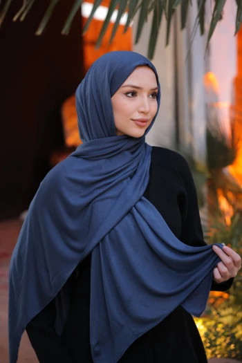 Lacivert Cazz Scarf Penye Şal