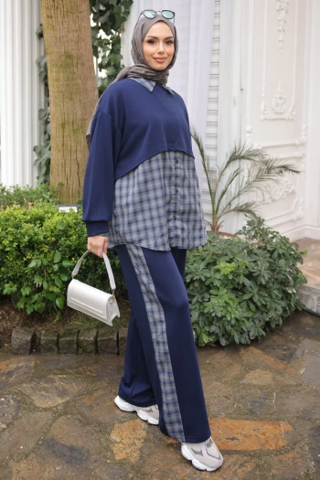 Lacivert Sweat Gömlek Pantolonlu 3'lü Kombim Takım