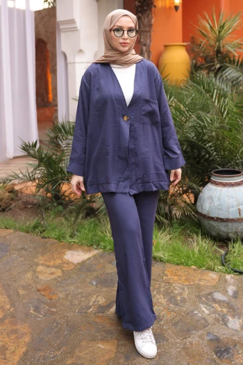 Lacivert Tek Düğmeli Ceket Pantolonlu Takım