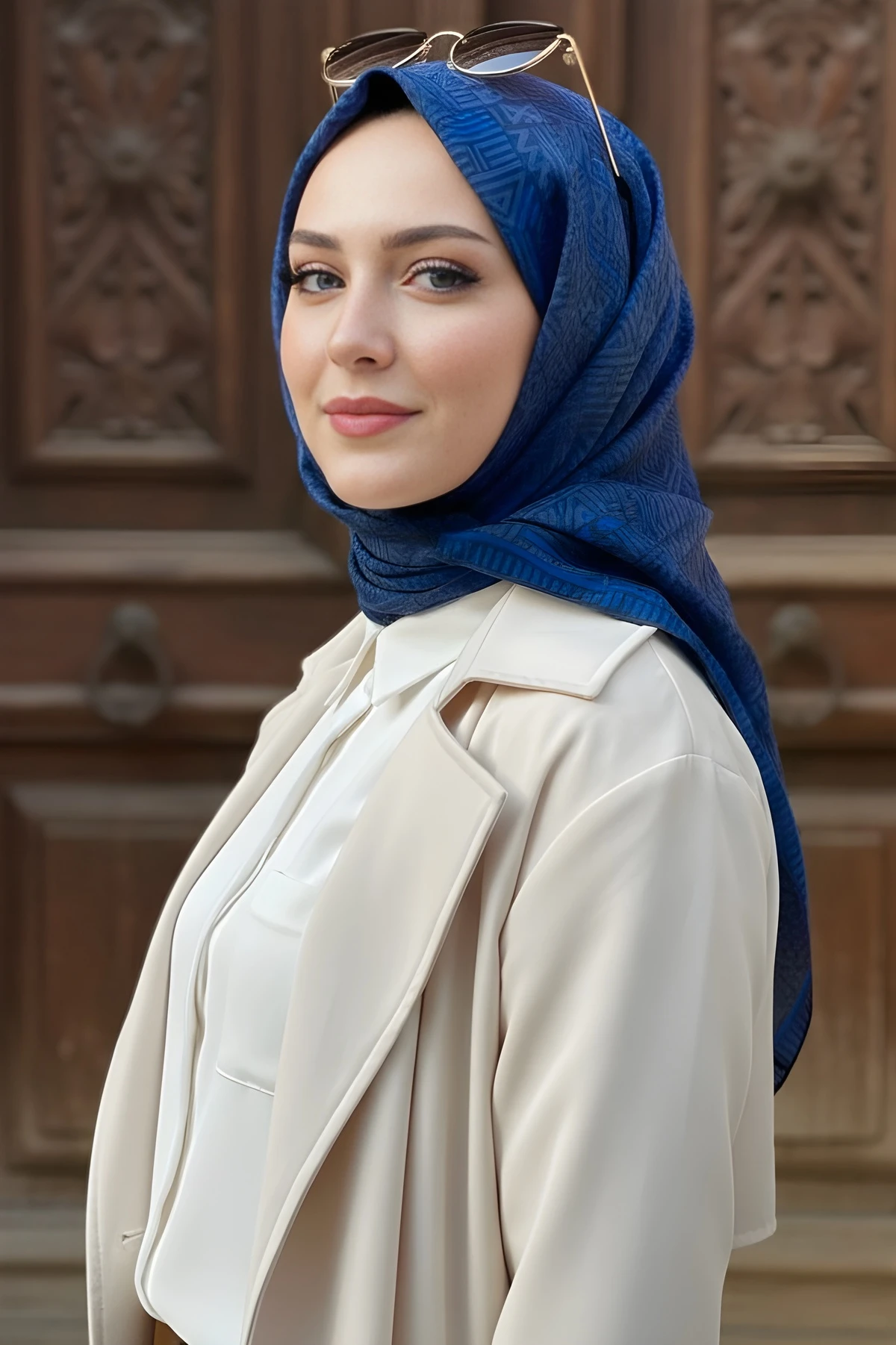 Mavi Silk Home Soft Dijital Pamuklu Eşarp