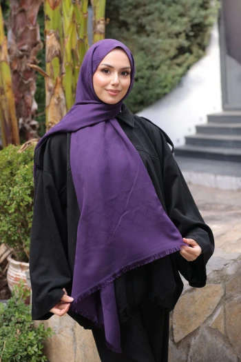 Mor İpekhan Pamuk Jakarlı Şal