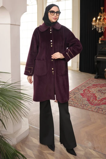 Mürdüm Cepli Düğmeli Angora Kaban