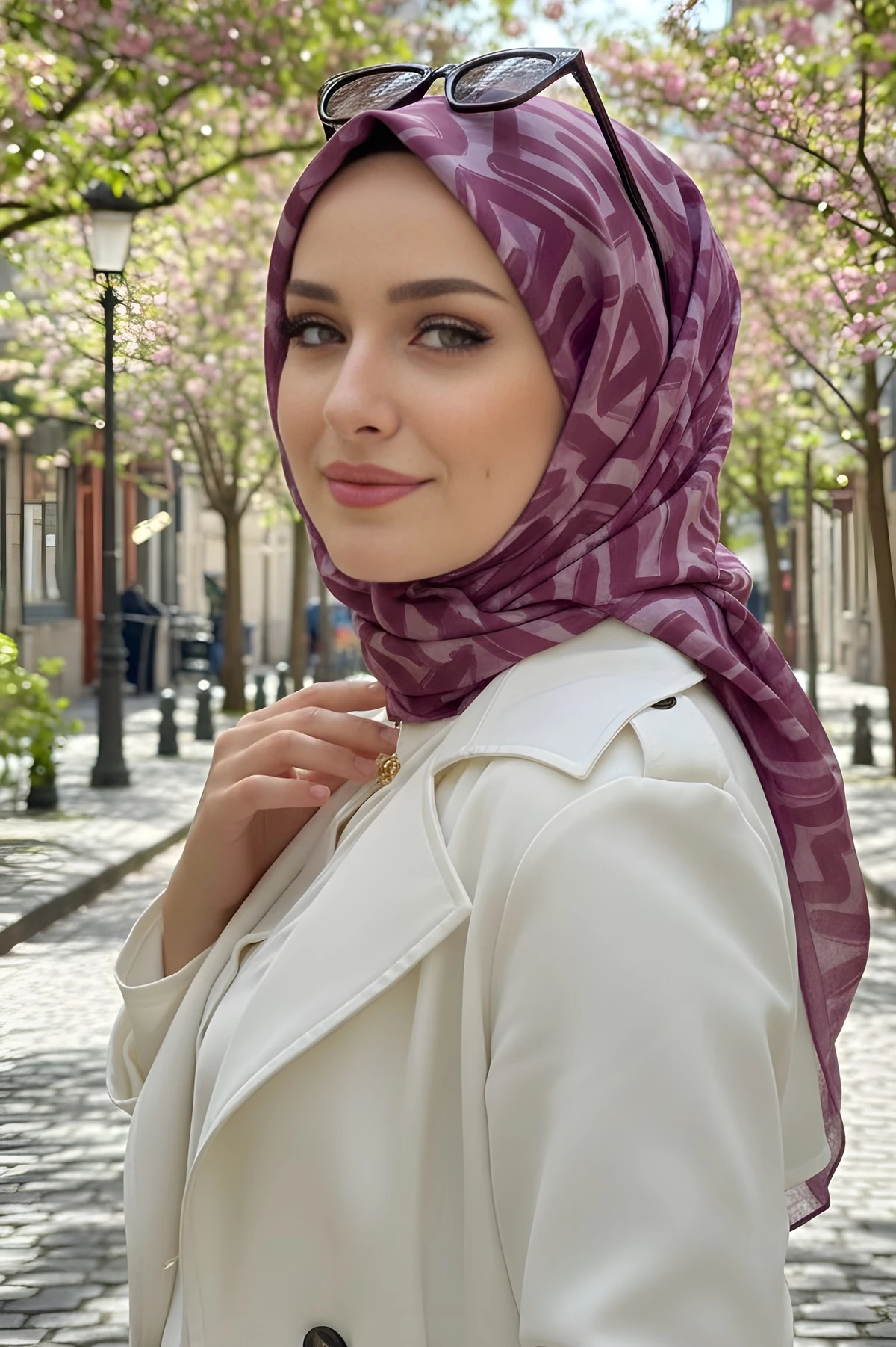 Mürdüm Soft Dijital Pamuklu Eşarp