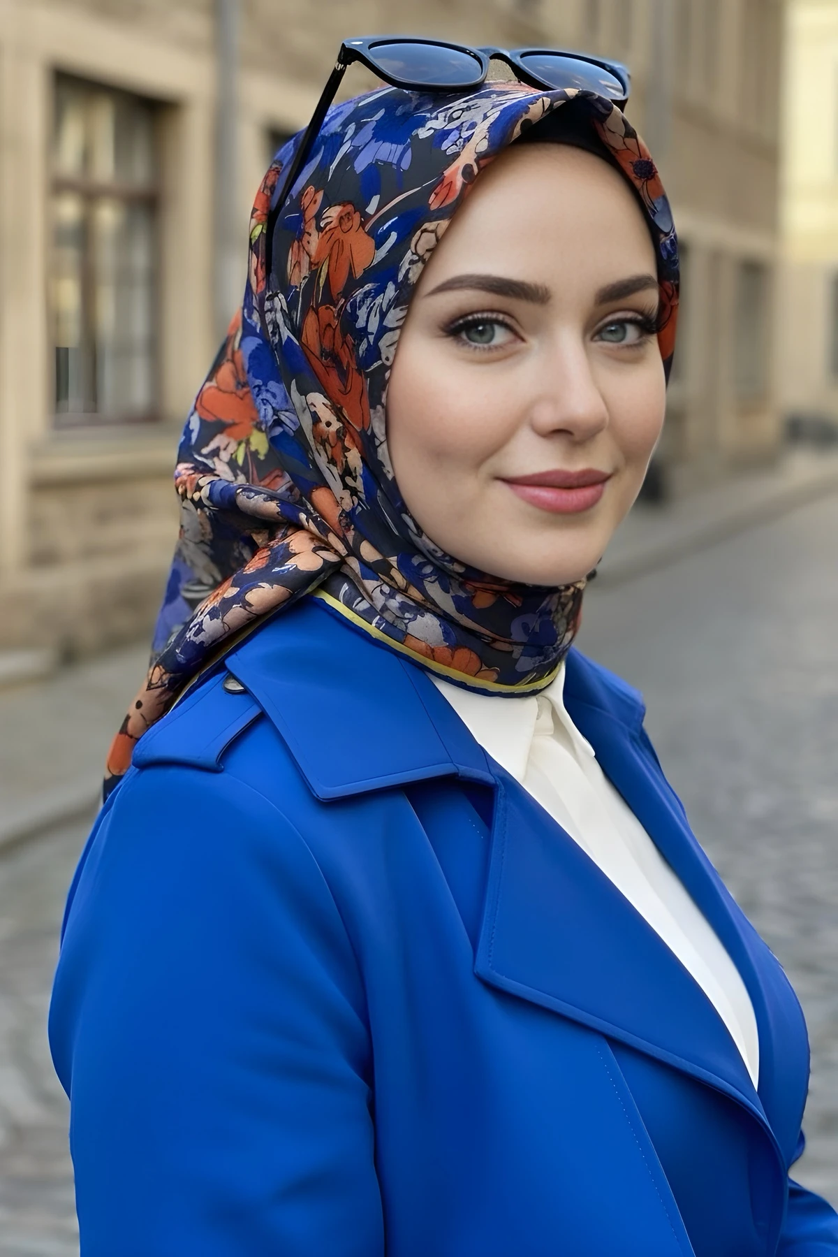 Saks Nar Çiçeği Silk Home Soft Dijital Pamuklu Eşarp