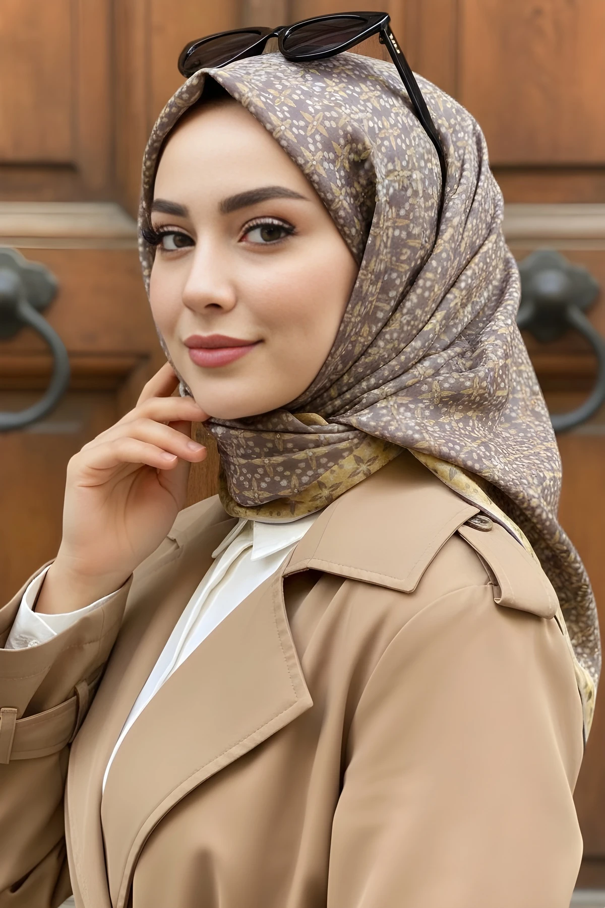 Sarı Vizon Soft Dijital Pamuklu Eşarp