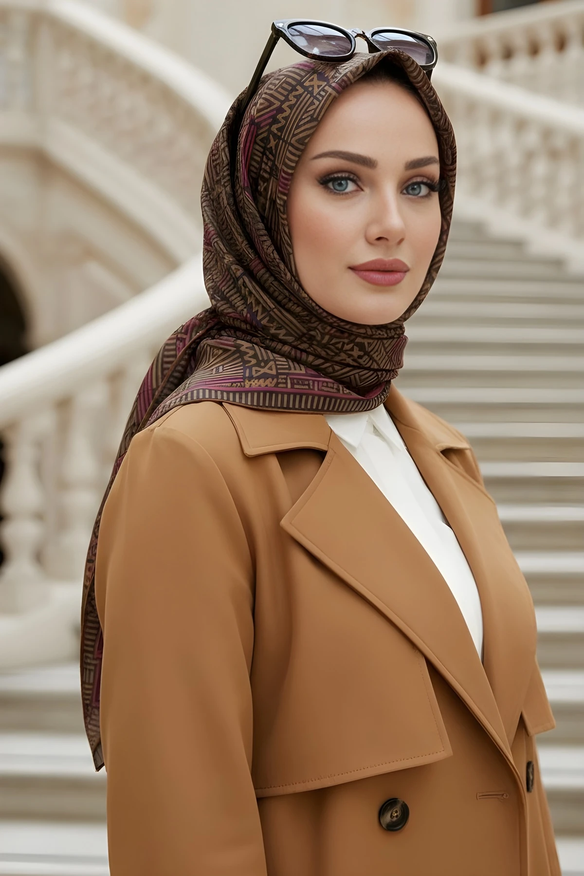 Taba Fuşya Silk Home Soft Dijital Pamuklu Eşarp