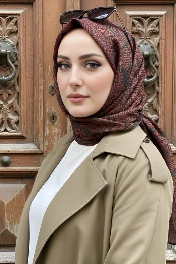 Tarçın Haki Silk Home Soft Dijital Pamuklu Eşarp