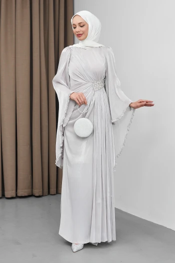 Taş Bel Taşlı Şifon Abiye