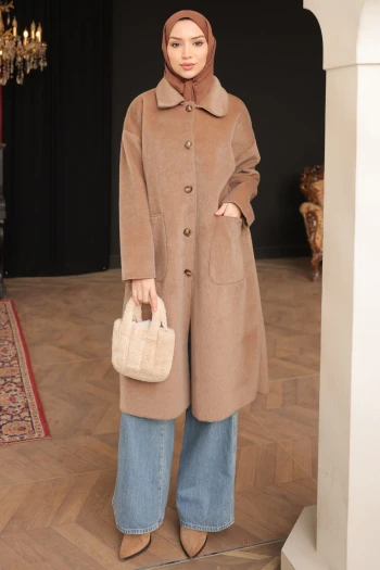 Vizon Cepli Düğmeli Angora Kaban