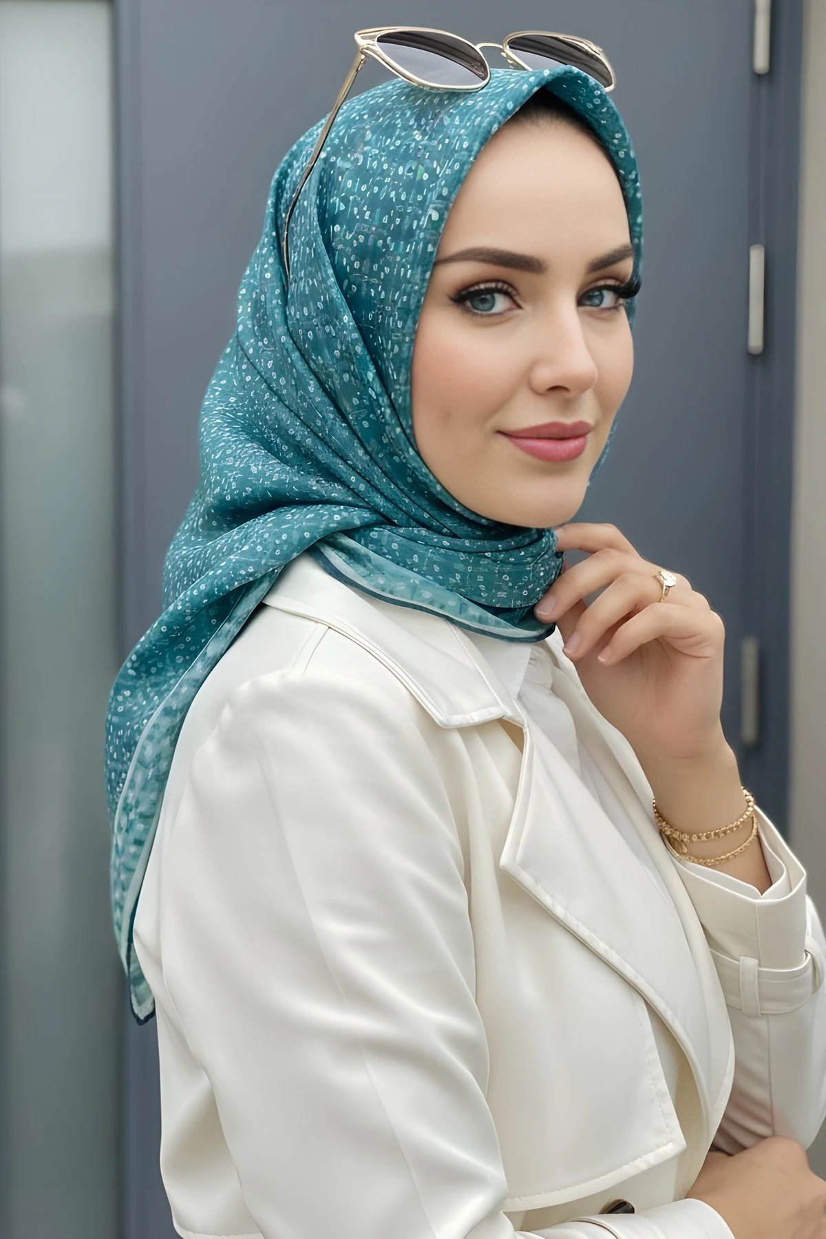 Yeşil Soft Dijital Pamuklu Eşarp