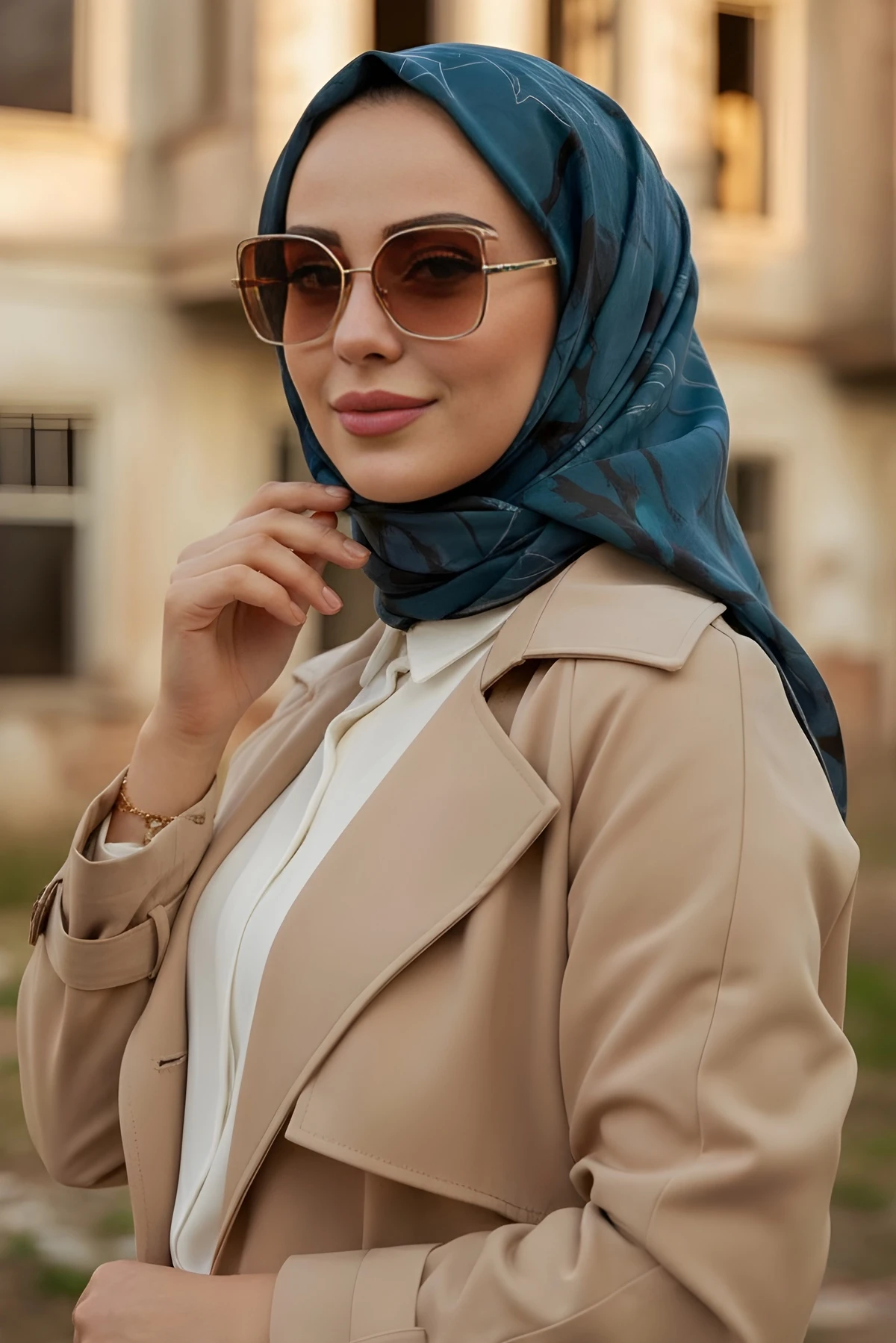 Yeşil Soft Dijital Pamuklu Eşarp