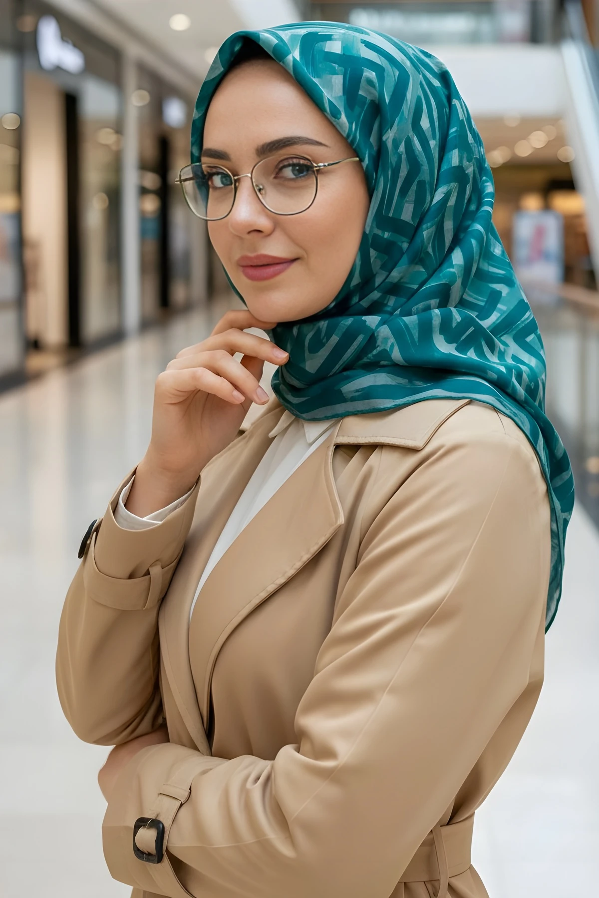 Zümrüt Yeşili Silk Home Soft Dijital Pamuklu Eşarp