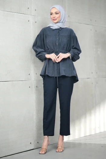 Antrasit Bel Bağlamalı Modal Salaş Tunik