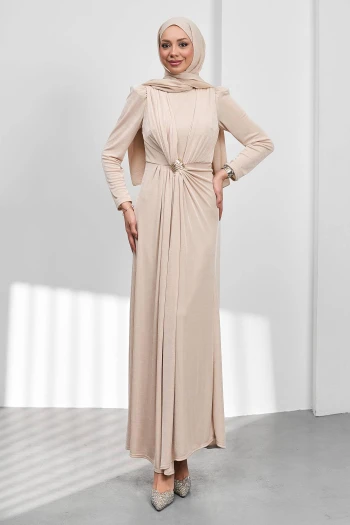 Bej Önü Drpeli Tokalı Abiye