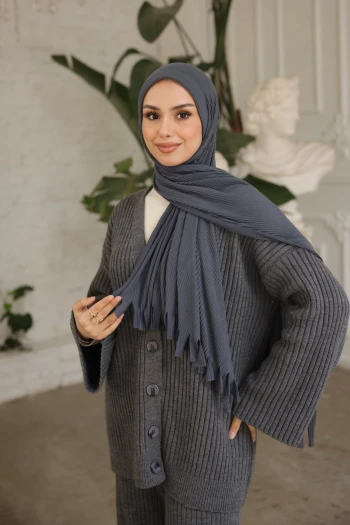 Füme Helen Önü Süngerli Pratik Piliseli Şal