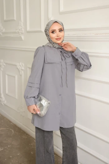Füme Yaka Detaylı Gömlek