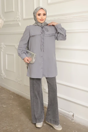 Füme Yaka Detaylı Gömlek