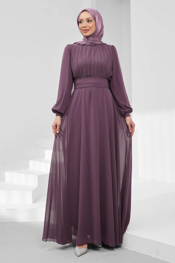 Gül Kurusu Büyük Beden Ön Piliseli Abiye