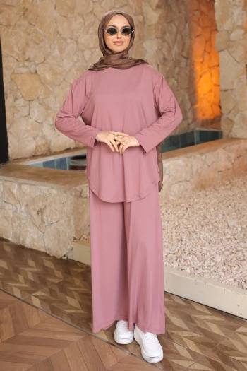 Gül Kurusu Tunik Pantolonlu Modal Takım