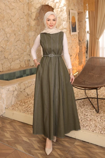 Haki Kemerli Cepli Kot Jile