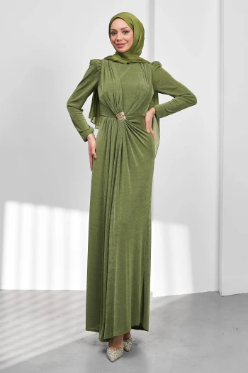 Haki Önü Drpeli Tokalı Abiye