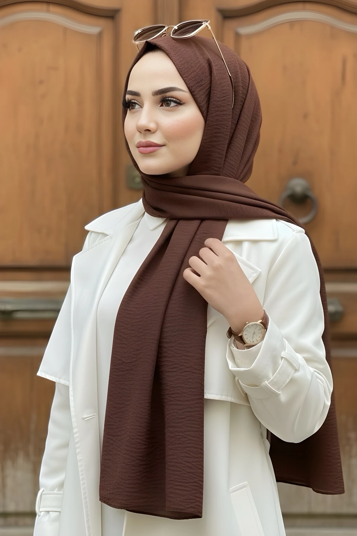 Kahverengi Pamuklu Caz Şal