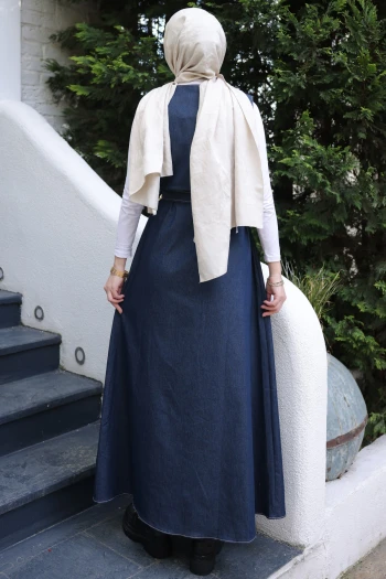 Koyu Mavi Düğmeli Cepli Kot Jile