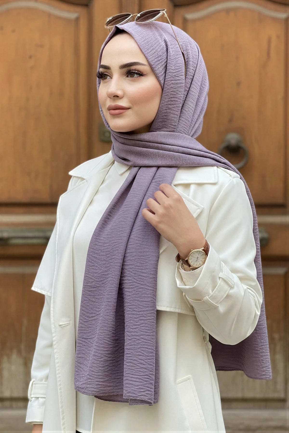 Lila Pamuklu Caz Şal