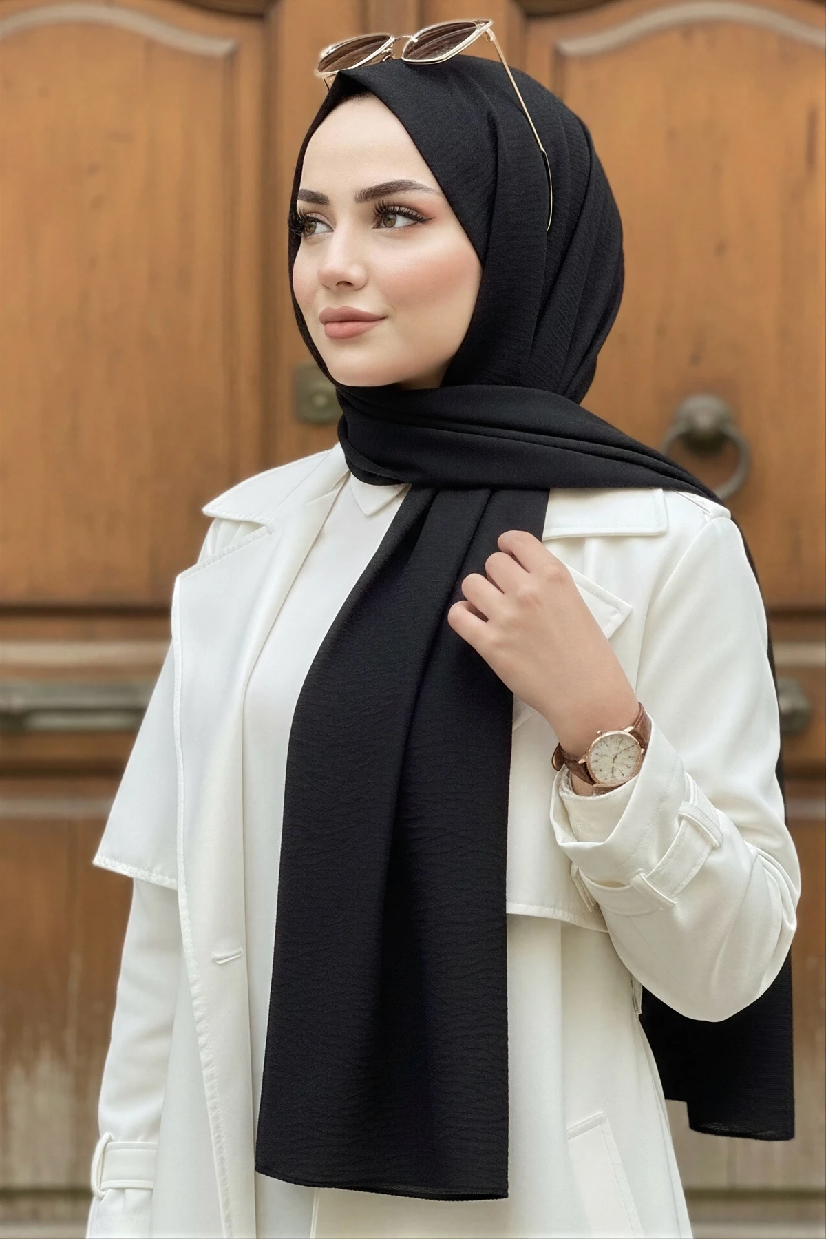 Siyah Pamuklu Caz Şal