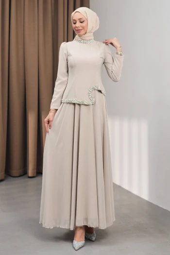 Taş Asimetrik Detaylı Taşlı Abiye