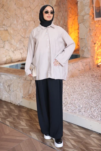 Taş Tek Cepli Taşlı Salaş Gömlek