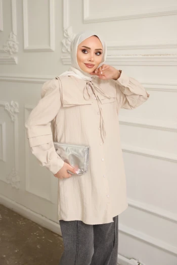 Taş Yaka Detaylı Gömlek