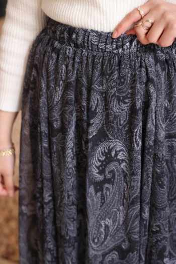 Antrasit Bel Lastikli Astarlı Şifon Etek