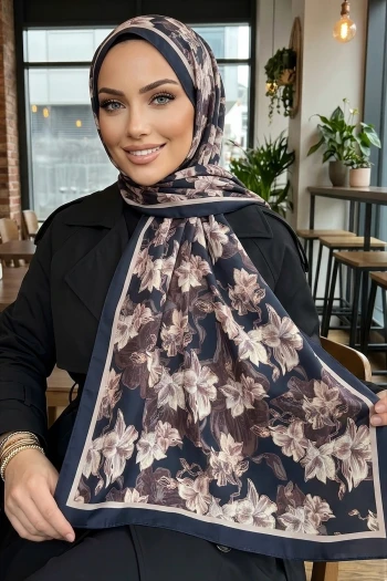 Antrasit İpekhan Desenli Soft Dijital Şal