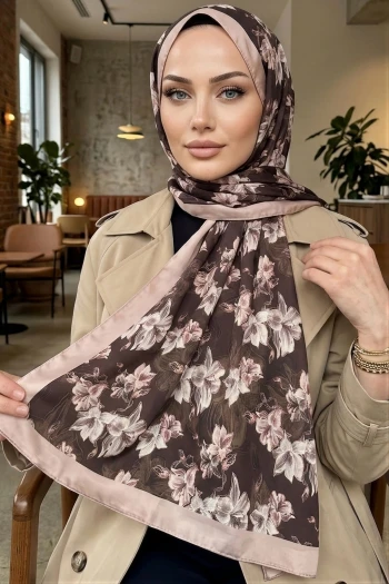 Bej İpekhan Desenli Soft Dijital Şal