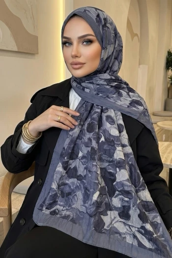 Füme İpekhan Desenli Kraş Şal