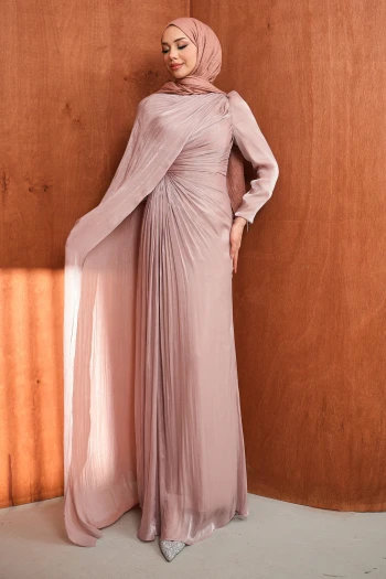 Gül Kurusu Önü Büzgülü Abiye