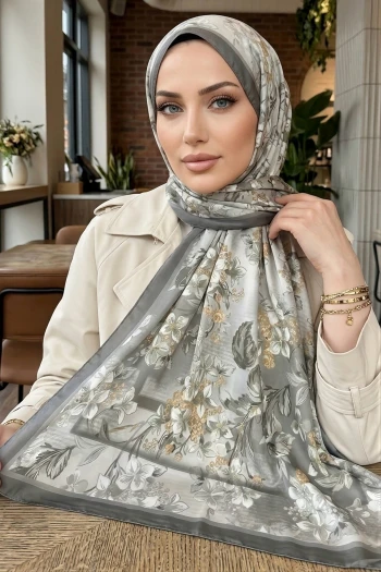 Haki Desenli Soft Şal