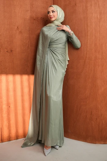 Haki Önü Büzgülü Abiye