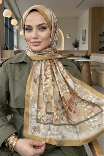 Hardal Desenli Soft Şal