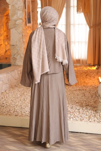 Koyuv Vizon Önü Bağlamalı Kimono Etekli Takım