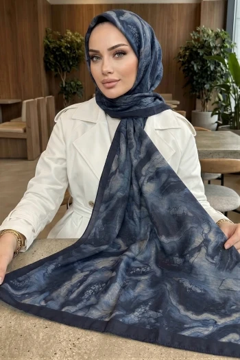 Lacivert İpekhan Seren Şal